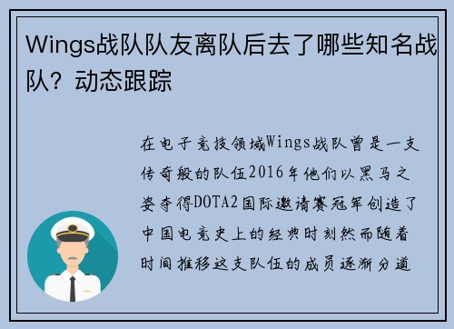 Wings战队队友离队后去了哪些知名战队？动态跟踪